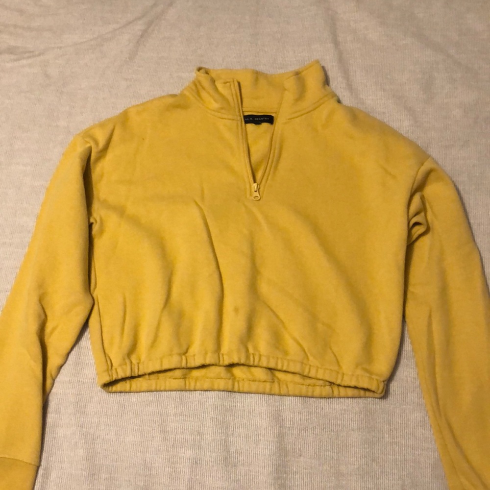 Yellow Collared Zip-Up Sweater